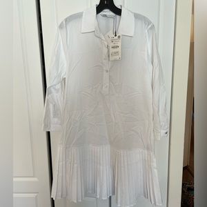 NWT White Zara Shirt Dress- Size Medium